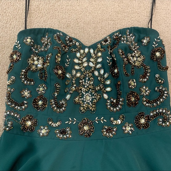 TFNC Forest Green Beaded Strapless Dress - Picture 3 of 5